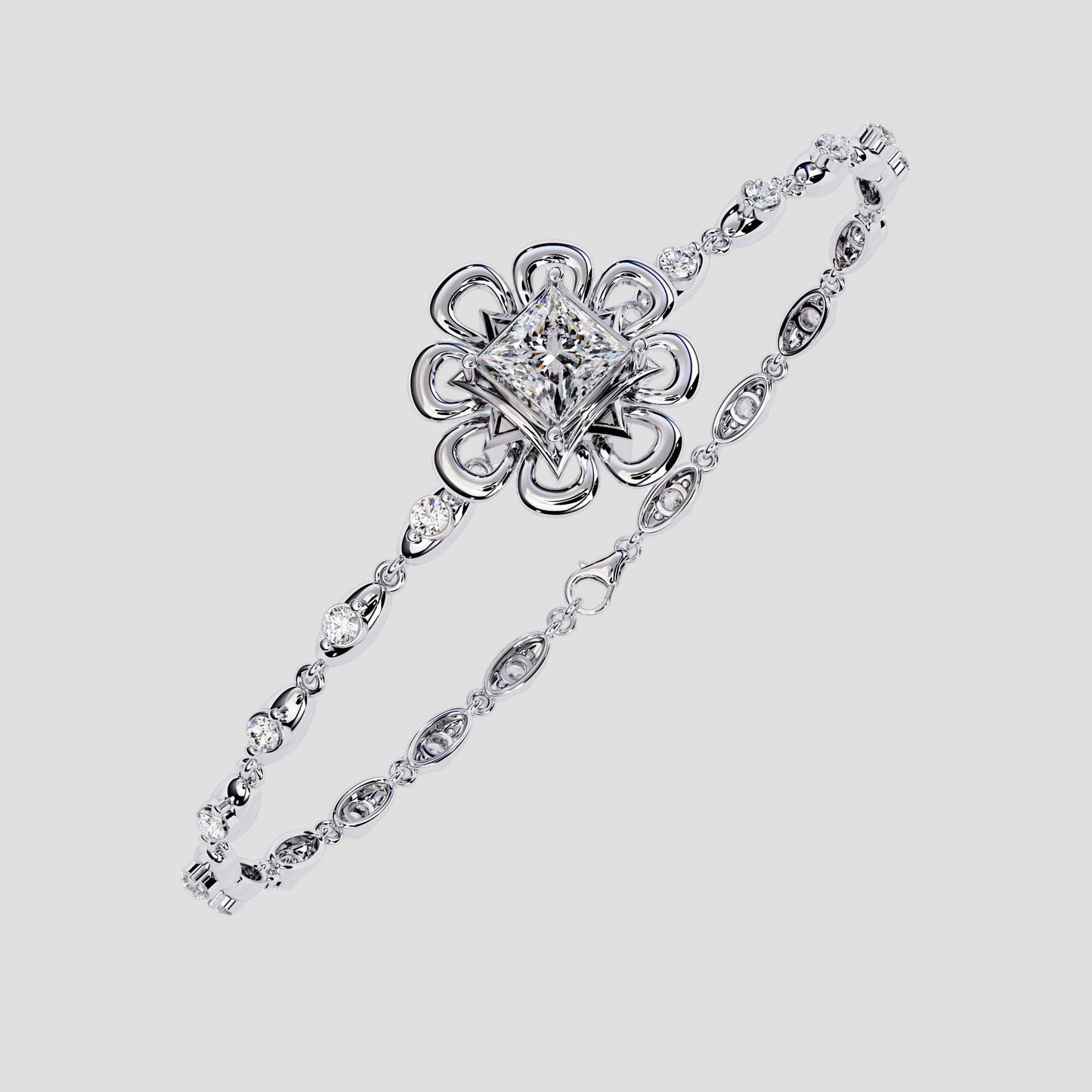 Regal Bloom Princess Diamond Bracelet