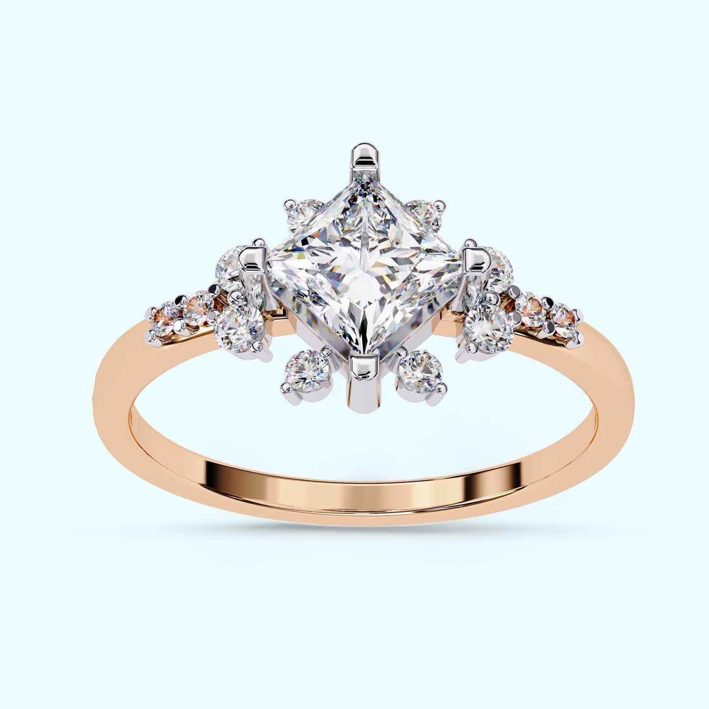 Radiant Starburst Princess Cut Diamond Ring