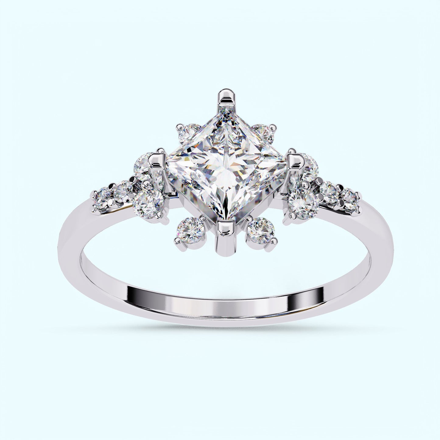 Radiant Starburst Princess Cut Diamond Ring