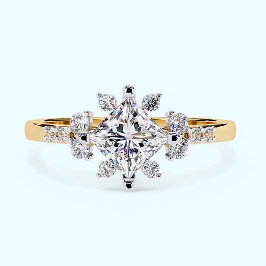 Radiant Starburst Princess Cut Diamond Ring