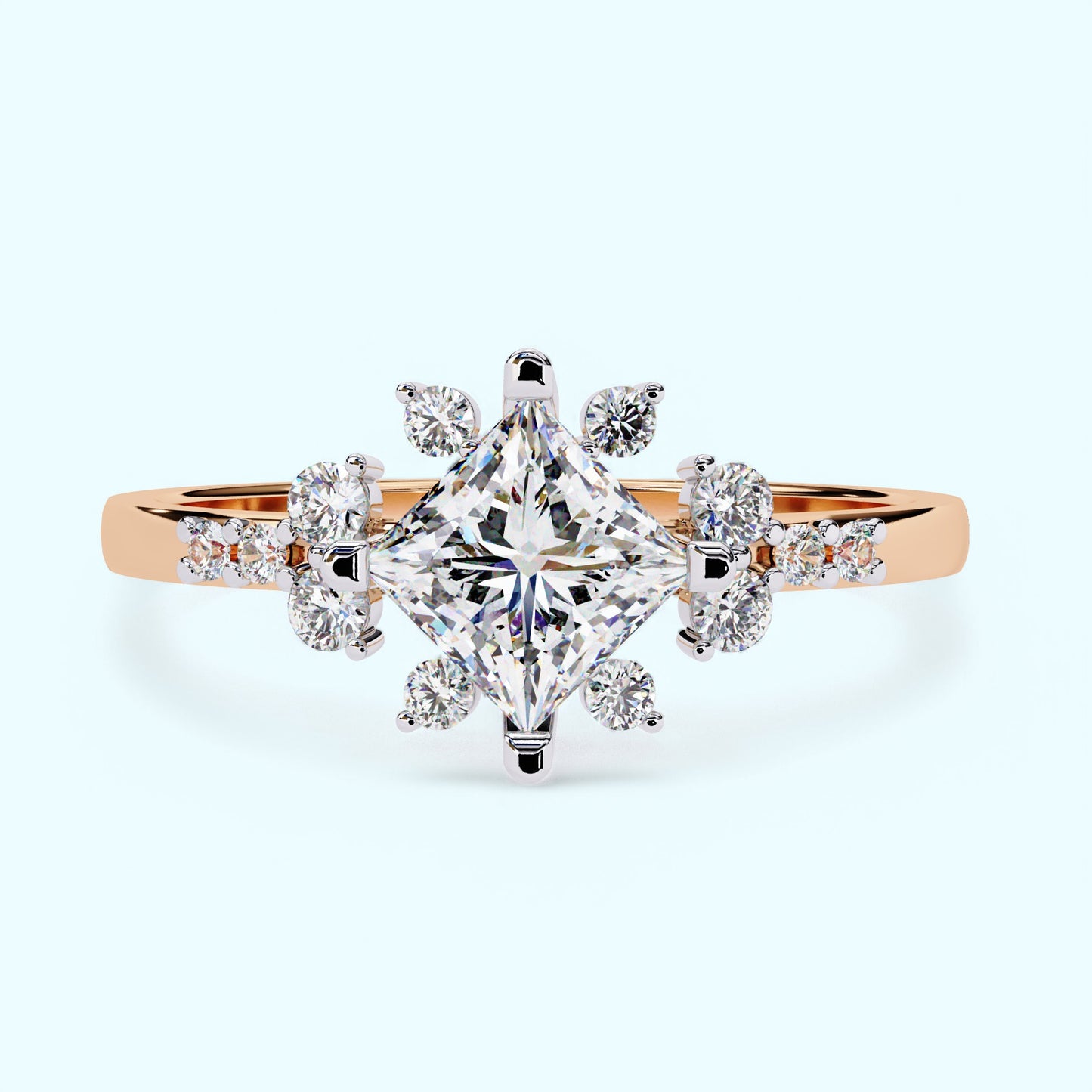 Radiant Starburst Princess Cut Diamond Ring