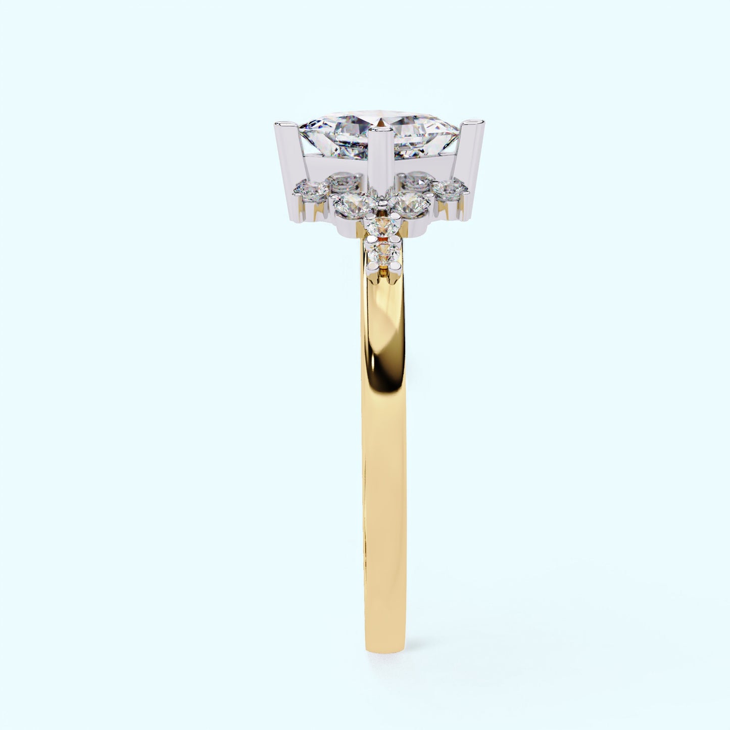 Radiant Starburst Princess Cut Diamond Ring